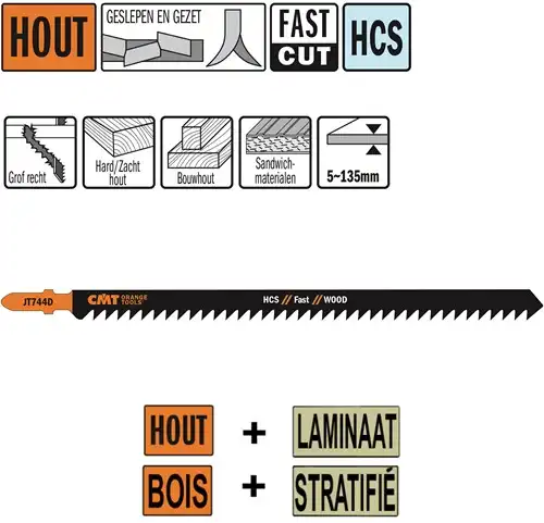 Dec.zaag 180mm (Grof recht) - Hout*5~135mm - HCS - 3st