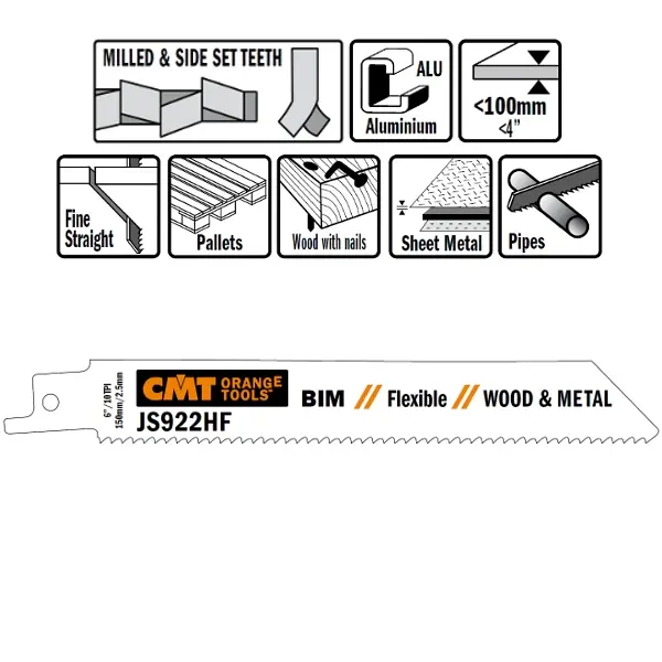CMT Reciprozaagblad Bi-metaal 150mm x 0,9  x 10PI