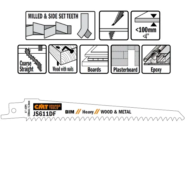 Reciprozaagblad Bi-metaal 150mm x 1,25  x 6TPI - H19mm