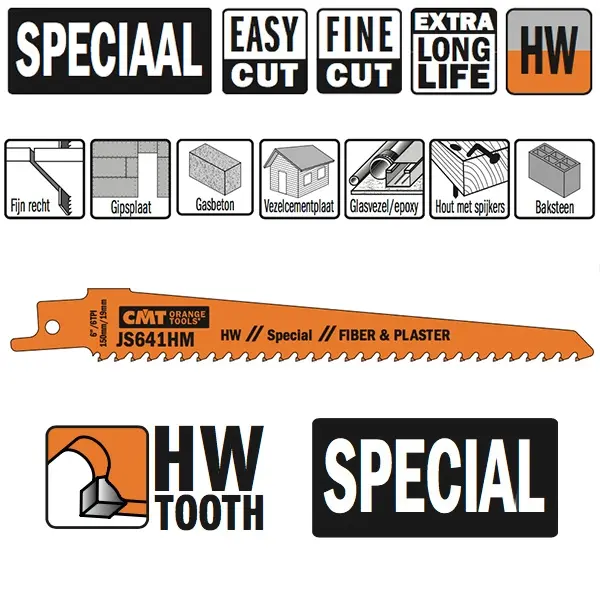 CMT Reciprozaagblad HM 150mm x 19 x 1,25 x 6TPI