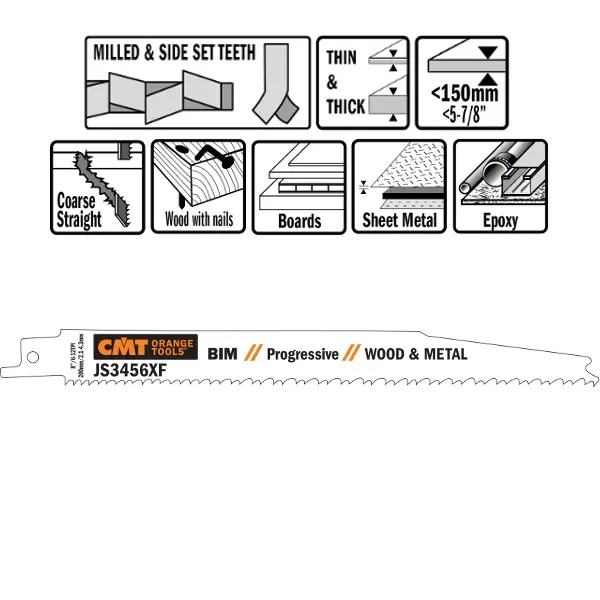 Reciprozaagblad Bi-metaal 200mm x 1,25  x 6-12TPI