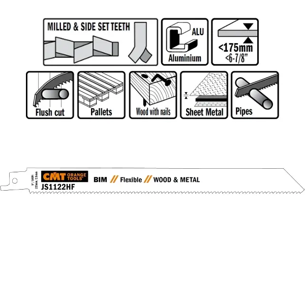 Reciprozaagblad Bi-metaal 225mm x 0,9  x 10TPI