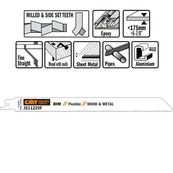 CMT Reciprozaagblad Bi-metaal 225mm x 0,9  x 10-14TPI