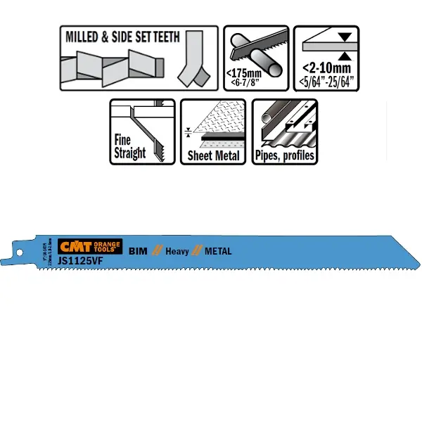 CMT Reciprozaagblad Bi-metaal 225mm x 1,25  x 10-14TPI