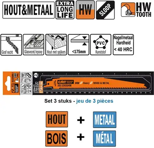 CMT Reciprozaagblad HM 225mm x 24 x 1,2 x 6-8TPI
