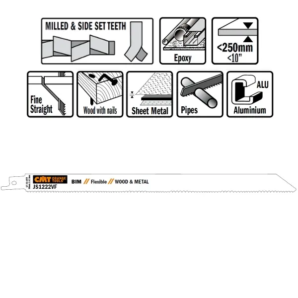 Reciprozaagblad Bi-metaal 300mm x 0,9  x 10-14TPI