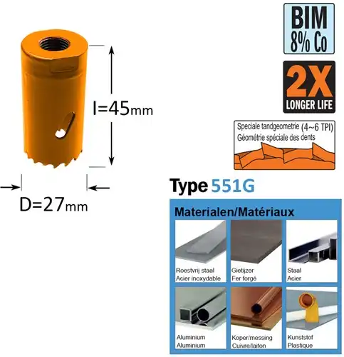 Gatzaag - Bi-metaal D=27mm - GRN