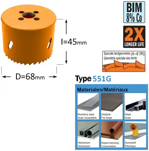 CMT Gatzaag - Bi-metaal D=68mm - GRN
