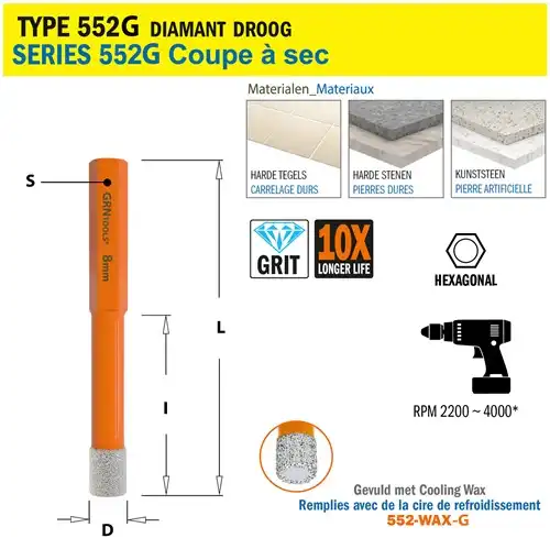 CMT Gatzaag voor extreem harde materialen D8mm L40mm