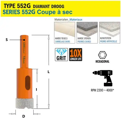Gatzaag voor extreem harde materialen D=18mm