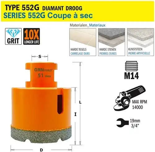 Gatzaag voor extreem harde materialen D51mm L40mm