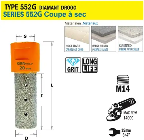 CMT Gatzaag voor extreem harde materialen D20mm L50mm
