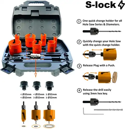 7-delige multi-construct gatzagenset in koffer (S-lock)