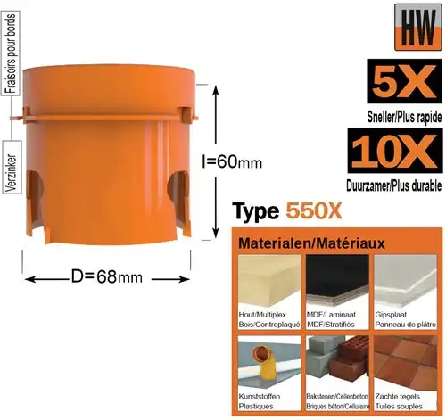 Gatzaag - hardmetaal hout D68mm L60mm - GRN