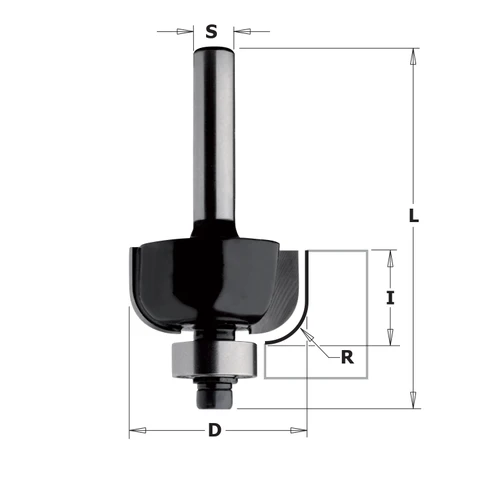 Holprofielfrees met lager (contractor) HW D38,1 x 16mm