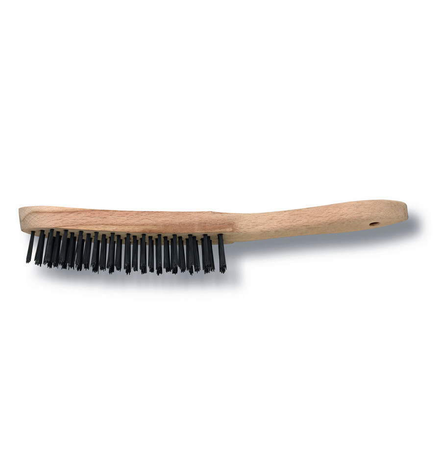 STAALDRAADBORSTEL 5 RIJEN HOUT