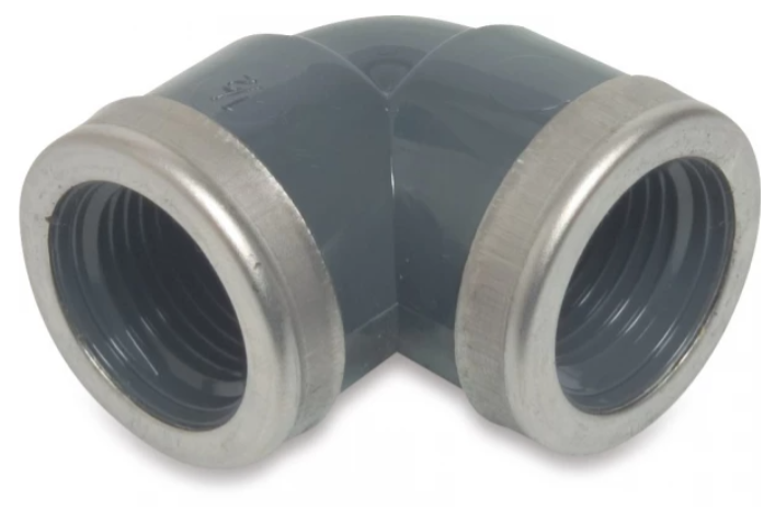 Druk PVC bocht 1/2 x 1/2 - 90° met verstevigingsring