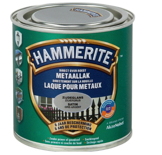 HAMMERITE SATIJNGLANSLAK 250ML ZILVERGRIJS