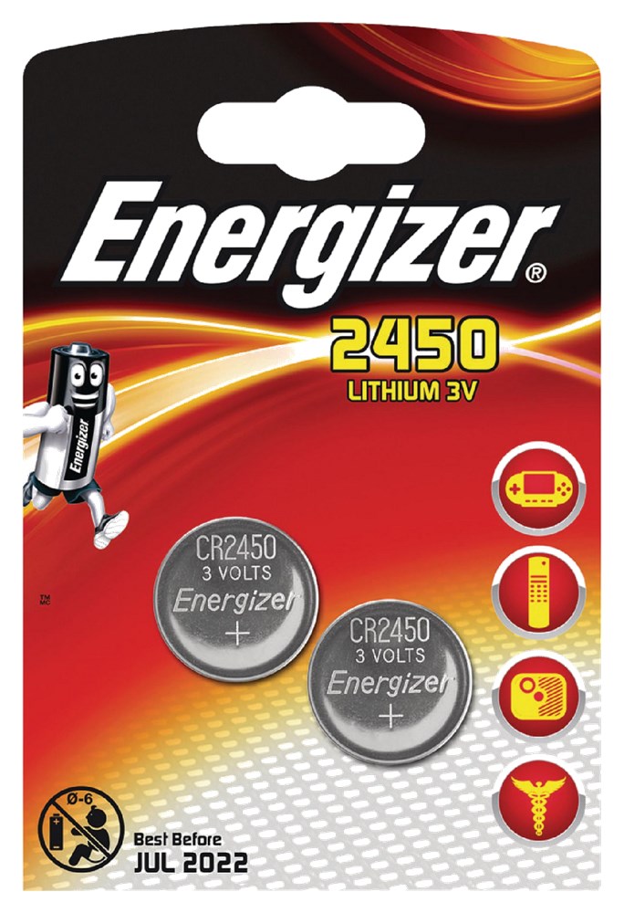 2 BATT ENERGIZER LITHIUM 3V CR2450