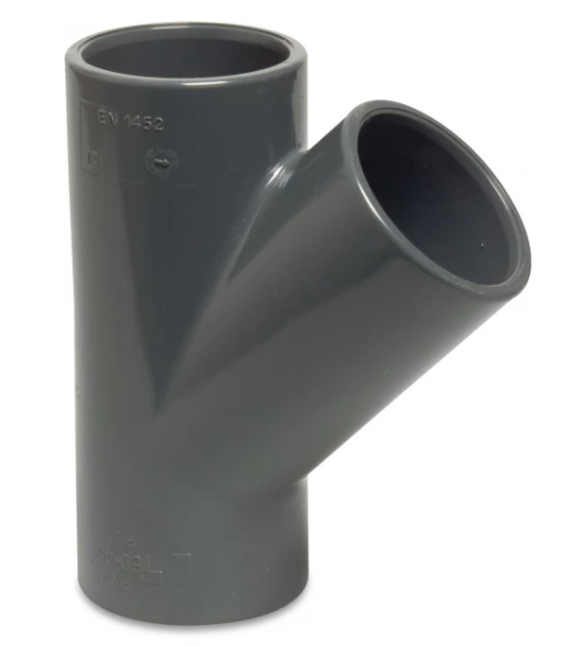 Druk PVC T-stuk 40mm - 45°