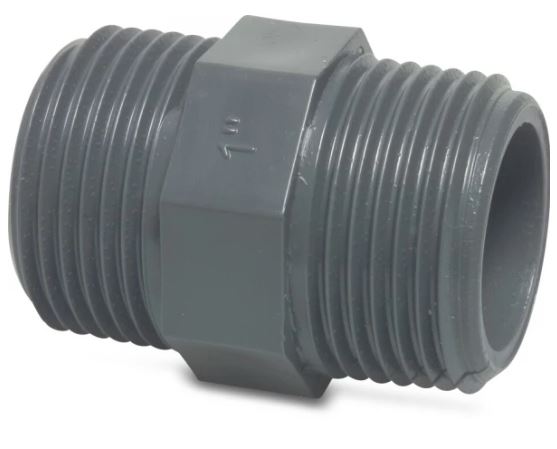 DRUK PVC DUBBELE NIPPEL 3/4