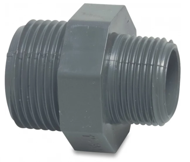 Druk PVC reductie nippel 2 x 4/4