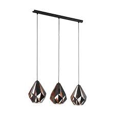 HANGLAMP VINTAGE CARLTON 1 3X60W ZWART