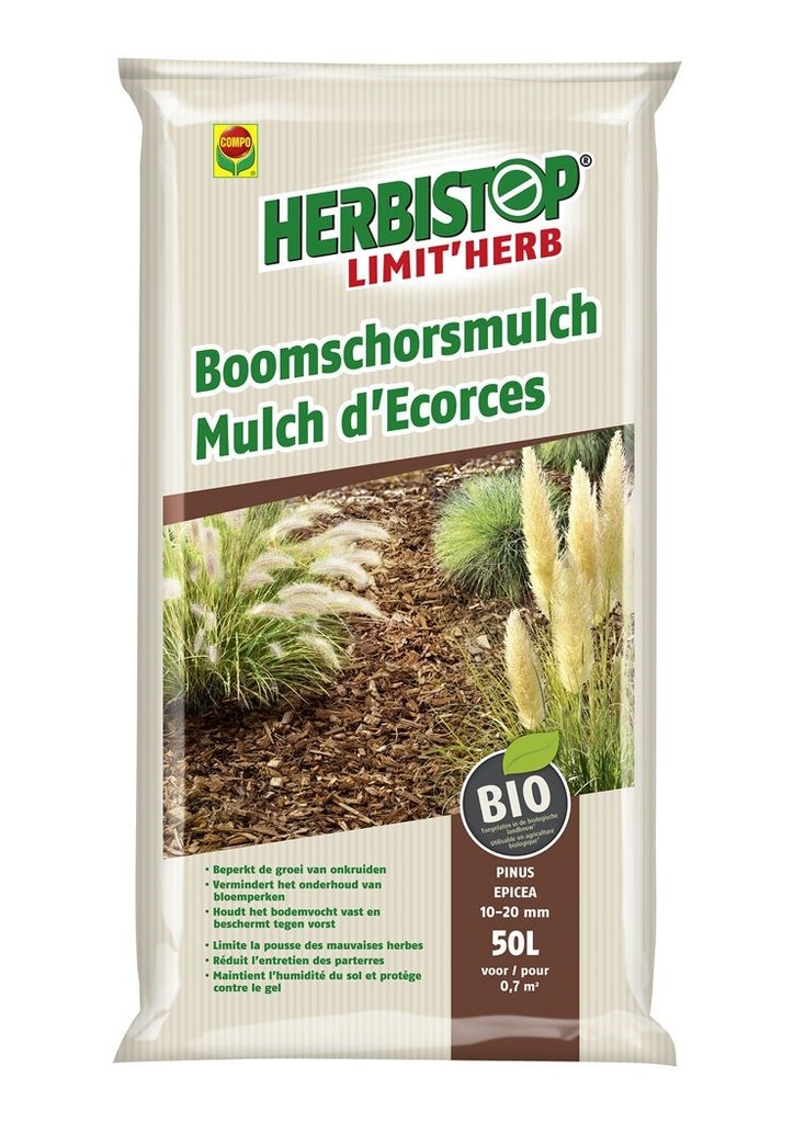 Boomschors mulch pinus epicea 10-20mm - 50L