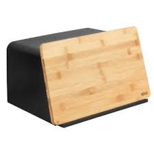 BROODBOX MET BAMBOE SNIJPLANK KUBO ZWART