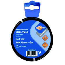 VTLB kabel 2X 0.75mm² zwart 5m