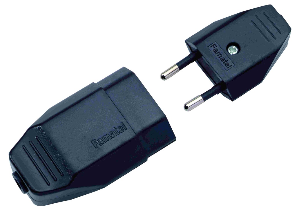 STEKKER+TEGENSTEKKER 2.5A ZWART