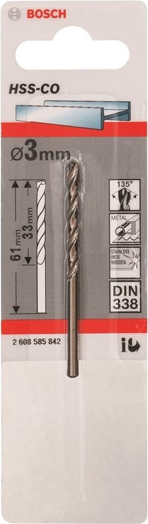 BOSCH - METAALBOOR D-PUNT HSS-CO 3