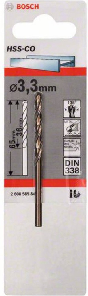 BOSCH - METAALBOOR D-PUNT HSS-CO 3.3
