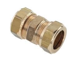 KLEMKOPPELING RECHT MESSING 22X22 MM