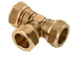 KLEMKOPPELING T-STUK MESSING 22 MM