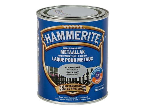 [28046] Hammerite hoogglanslak zilvergrijs 250ml