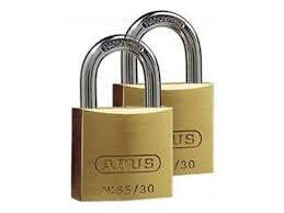 [34382] ABUS 2 HANGSLOTEN MESSING 40 MM