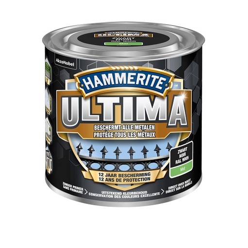 [83010] Hammerite ultima mat zwart / 9005 250ml