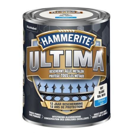 [83020] Hammerite ultima zijdeglans wit / 9016 750ml