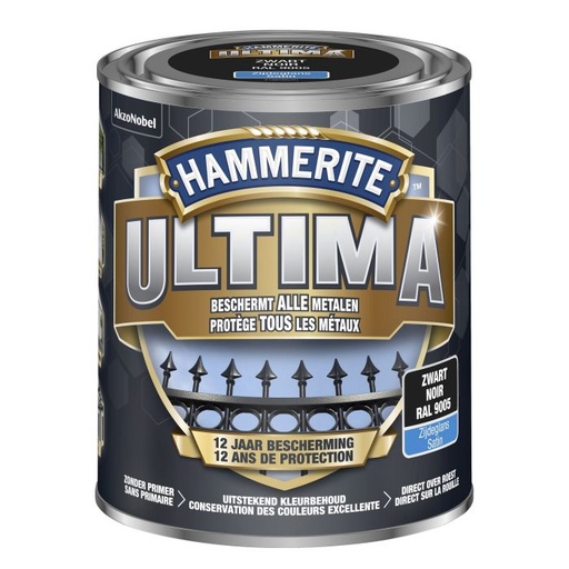 [83021] Hammerite ultima zijdeglans zwart / 9005  750ml