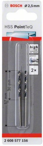[83089] BOSCH - 2X METAALBOOR HSS POINTEQ 2.5MM