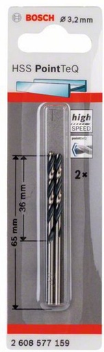 [84368] BOSCH - 2X METAALBOOR HSS POINTEQ 3.2MM