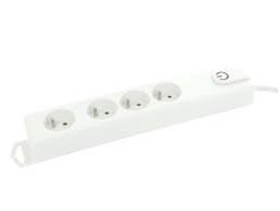[44488] Profile 4V stopcontact met schakelaar + 3m snoer wit