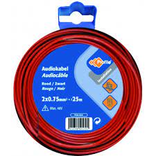 [44506] AUDIOKABEL 2X0.75 ROOD/ZWART 25M