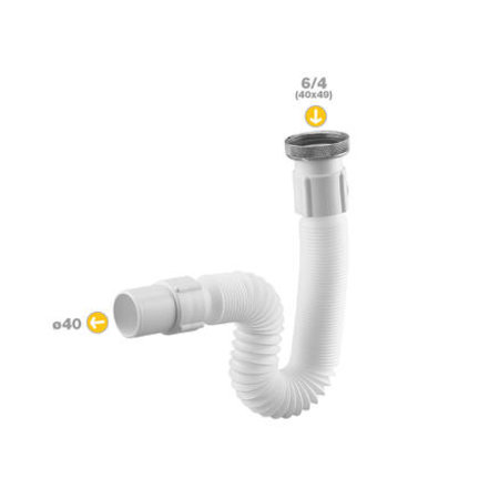 [12863] Hidroflex Plooib,Sifon 6/4-40 Wit Sdz 2