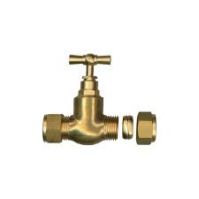 [14064] Waterstopkraan 2Xbico Messing 15X15 Mm