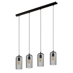[85582] ROCCAMANA 1 - HANGLAMP STAAL/ZWART E27 4X60W IP20
