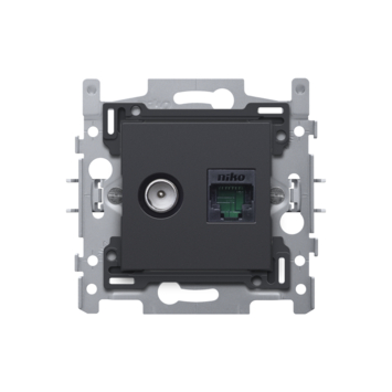[85625] Niko inbouw stopcontact coax + RJ45 antraciet