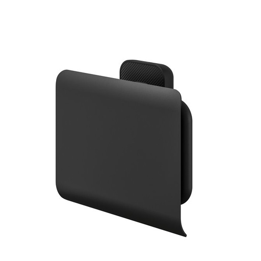 [89484] Carv toiletrolhouder met klep zwart