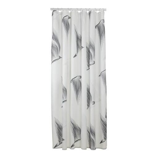 [89492] DOUCHEGORDIJN BIRDS 180X200CM POLEYSTER ZWART/WIT